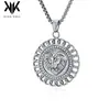 Collar con colgante de cabeza de león con diamantes completos de acero de titanio hip hop hip hop europeo y americano transfronterizo joyería de acero inoxidable de personalidad de nicho