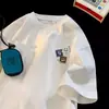 Camiseta de Manga Corta de Algodón Puro para Hombre, Nuevo Estilo de Verano, Estilo de Hong Kong, Moderna, Informal, Sencilla, Talla Grande, Holgada, Top Resistente de Manga Media