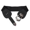 Sello de Cintura Cinturón Ancho para Mujer Decorativo Vestido Traje Suéter Abrigo Vintage Elastor Dorado Tallado Botón Grande Negro
