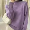 Suéter Base Gola Alta Meia Espesso para Mulheres no Outono e Inverno, Tricô de Renda, Gola de Renda, Roupa Externa, Tricô Estilo Ocidental