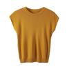 Suéter de Punto de Seda de Hielo para Mujer, Cuello Redondo Delgado, Nuevo Estilo de Verano, Simple y Versátil, Chaleco Superior sin Mangas de Color Sólido