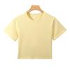 Camiseta para Mujer con Cuello Redondo, Mangas Cortas, Algodón Puro Acanalado, Corte Ajustado, Corta, Camiseta Básica de Verano de Moda para Mujer