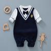 2024 Nuevo Mameluco para Bebé Niño Primavera y Otoño Estilo Caballero Celebridad de Internet Mameluco para Recién Nacido Ropa Ropa para Bebé Ropa de Otoño