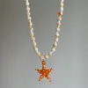Colar de Maçã de Cerâmica Rosa com Contas Trançadas para Mulheres Pingente de Design de Nicho Corrente Colorida para Clavícula Corrente Personalizada para Suéter