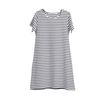 Camisola Listrada de Algodão para Mulheres com Bojo, Pijama de Manga Curta de Verão para Mulheres, Gola Redonda, Respirável, Pode Ser Usado Fora de Casa, Roupa de Casa, Estilo Doce de Verão