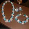Pulsera de perlas con incrustaciones de diamantes vintage, aretes, collar, gargantilla estilo palacio retro, joyería de lujo ligero de alta gama