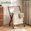 Cesto de roupa suja de madeira maciça, cesto de armazenamento para roupas usadas, cabideiro preguiçoso para sala de estar, prateleira de armazenamento e cabideiro de chão para quarto de casa