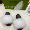 Pantuflas de Piel de Zorro Conjunto de Mujer Verano Popular en Internet Sandalias Planas de Piel Ins Pantuflas de Suela Suave Moda Europea y Americana