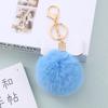 Couro PU Laço Pom Pom Pingente Charme de Bolsa Moda Pelúcia Falsa de Coelho Rex Chaveiro Joias Transfronteiriças Atacado