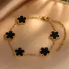 Pulsera de Acero Inoxidable de Cinco Hojas de la Suerte de Doble Cara de Venta Caliente Transfronteriza Collar Fresco, Dulce y de Moda Venta Directa de Fábrica