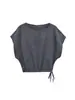 Aliexpress Comércio Exterior 2026 Verão Nova Moda Estiloso Estilo Simples Cor Sólida Manga Morcego Curta Top para o Dia a Dia