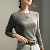 Camisa de Mezcla de Lana 2026 Otoño e Invierno Nuevo Estilo Angora Rojo Cuello Redondo Forro Polar Camisa Base Ajustada Top Cepillado 1688
