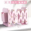 Estante de Livros Retrátil Prateleira de Mesa Integrada Suporte de Livros para Estudante do Ensino Médio Divisória Porta-Livros Dobrável Cinta Fixa Porta-Canetas