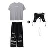Ropa de Moda Infantil Hip-Hop para Niños y Niñas Hiphop Cool Marca de Moda Hip-Hop Chaleco Traje de Rendimiento Urbano Frito de Tres Piezas