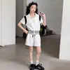 Conjunto de Verano para Niñas 2026 Nuevo Estilo Coreano para Niñas Mayores, Conjunto de Dos Piezas de Chaleco y Shorts Estilo Deportivo Color-Block Moderno