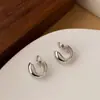 Pendientes de clip para oreja con forma de C vintage repelentes de mosquitos, sin agujero en la oreja, pendientes de temperamento simple, aro pequeño francés, pendientes con pasador de plata 925, pendientes