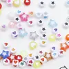 Estrella acrílica de colores brillantes, luna, cuentas redondas, cuentas brillantes en forma de corazón, materiales para pulseras, collares de joyería hechos a mano para DIY