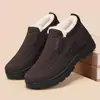Botas de nieve con forro polar para hombres de mediana edad y ancianos, lana, a prueba de frío, zapatos de algodón engrosados, antideslizantes, slip-on casuales, cálidos, zapatos de papá