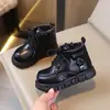 Botas de Cuero de Algodón Grandes para Niños Otoño e Invierno 2026, Botas Martin de Cuero con Forro de Felpa para Niños, Botas de Nieve con Cremallera Lateral para Niñas, Comercio Exterior