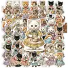 Pegatinas de compra directa transfronteriza, pegatinas de gato antropomórfico retro, lindas pegatinas de animales de dibujos animados estilo británico para decoración de diario