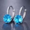 Pendientes Redondos de Zirconia con Incrustaciones de Cobre Estilo Coreano de Lujo Ligero para Mujer, Accesorios para Orejas con Diamantes de Colores Sencillos y de Moda, Aros de Moda
