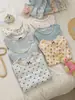 8003 Conjunto de Pijama para Niña 26 Principios de Otoño Nuevo Tejido de Punto Elástico Top y Pantalones de Bebé Niña Otoño Estilo Coreano Floral Cálido