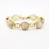 Pulsera cuadrada de ojo de gato gruesa para mujer, oro blanco, geométrica, europea y americana, oro rosa claro, empaque independiente, pulsera de ágata en