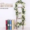 Colgante de pared de enredadera de rosas artificiales, flor de seda con 45 flores, enredadera decorativa de flor de cerezo, decoración artificial de flor en el techo, enredadera de planta artificial