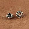 Contas Espaçadoras de Prata Tailandesa Vintage Pequenas Redondas Espaçadoras Prata Pura 999 Cruz Colar Não Desbota Estilo Minimalista Prata