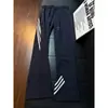 Calça com vibe retrô americana, marca de moda high-street, calça jeans patchwork desfiada e desgastada, masculina, corte reto, solta, perna larga