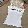 American Retro Design Sense Letter Plush Pendant Camisole Feminino 2025 Novo Sexy Spice Girl Slim-fit Top