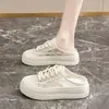 Zapatos de lona sin cordones para mujer, nuevo modelo de verano 2026, zapatillas blancas transpirables con cordones para mujeres embarazadas, pantuflas de trabajo de punta cerrada