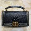 Nuevo Bolso de Mano de Piel de Cocodrilo para Mujer Casual Combinable con Todo Cráneo de Cocodrilo en Piel Bolso de Mujer de Moda Bolso de Hombro Cruzado