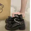 Zapatos Mary Jane de cuero blancos estilo francés para mujer, primavera, verano, otoño 2026, con suela gruesa, tacón medio, que aumentan la altura, con lazo, adecuados para combinar con faldas