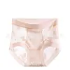 Pantaletas de Encaje de Cintura Alta Control de Abdomen 10A Seda de Morera Antibacteriana Cambiantes de Temperatura Entrepierna Extendida Braguitas de Mujer que Moldean la Cadera Postparto