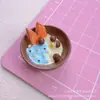 Comida simulada pintada e bolo de brinquedo tigela de frutas acessórios de resina cola de creme chaveiro pingente diy adesivo para geladeira de carro