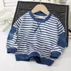 Sudadera Rayada Nueva para Niños 2026, Top Unisex de Cuello Redondo y Manga Larga con Protección en los Codos, Camiseta Básica Versátil para Bebés en Primavera y Otoño
