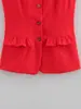 Venta al por mayor transfronteriza 2025 Verano Nuevo Chaleco de Traje Delgado Ropa Exterior Chaleco para Mujer Chaleco Rojo