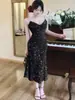 Moda Retro Francesa Preta Spice Girls Vestido de Noite de Alta Qualidade Novo Emagrecedor Cauda de Peixe Outono Lindo Socialite Feminino