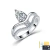 Anillo de plata de ley S925 con moissanita en forma de gota de agua para mujer, anillo de compromiso con diseño de corona de lujo ligero, moderno, venta al por mayor directa de fábrica