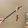 Grampo de Cabelo Flor com Franja Antigo de Alta Qualidade Novo Disco de Madeira Chinês para Cabelo Grampo de Cabelo Estilo Nacional Grampo de Cabelo Hanfu Adorno de Cabeça