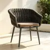 Silla de ratán para patio exterior, mesa y sillas de ocio, balcón al aire libre de jardín para el hogar, silla creativa con respaldo de cuerda para casa de huéspedes, mesa de café pequeña