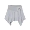 Falda Básica Casual de Verano Estilo Minimalista Harajuku con Dobladillo Irregular y Botones, Falda de Color Sólido Irregular