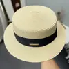 Sombrero de Paja Tejido de Ala Ancha para Protección Solar de Verano Transfronterizo Sombrero de Playa con Lazo para Vacaciones en la Costa Sombrero para el Sol para Mujeres