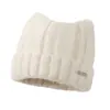 Gorro de Punto de Lana Estilo Coreano Cálido con Orejas de Gato Otoño Invierno Protección para los Oídos al Aire Libre para Mujer Versátil con Forro de Forro Polar Hace que la Cara Parezca Más Pequeña