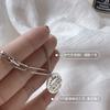 Collar vintage de plata tailandesa con colgante de letra redonda de la marca coreana Dongdaemun, cadena de clavícula de lana, estilo cibernético y frío.
