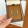 Colar Assinatura Estrela Suporte de Fã Corrente Azul com Contas para Clavícula Design Requintado Colar Versátil