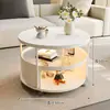 Mesa Lateral Redonda Simples e Moderna de Ardósia para Sofá de Sala de Estar, Adequada para Apartamentos Pequenos, Mesa de Centro com Rodinhas Móveis, Mesa Pequena