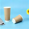 Taza de Papel Desechable para Café, Jugo, Té con Leche Doble Capa Interior y Exterior Tapa con Banda de Piel de Vaca Hogareño Comercial Para Llevar Empaquetado Bebidas Calientes