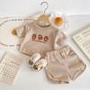 Ins Summer Baby terno Waffler Bear bordado Pullover manga curta Shorts conjunto de duas peças roupas de bebê fofas 0